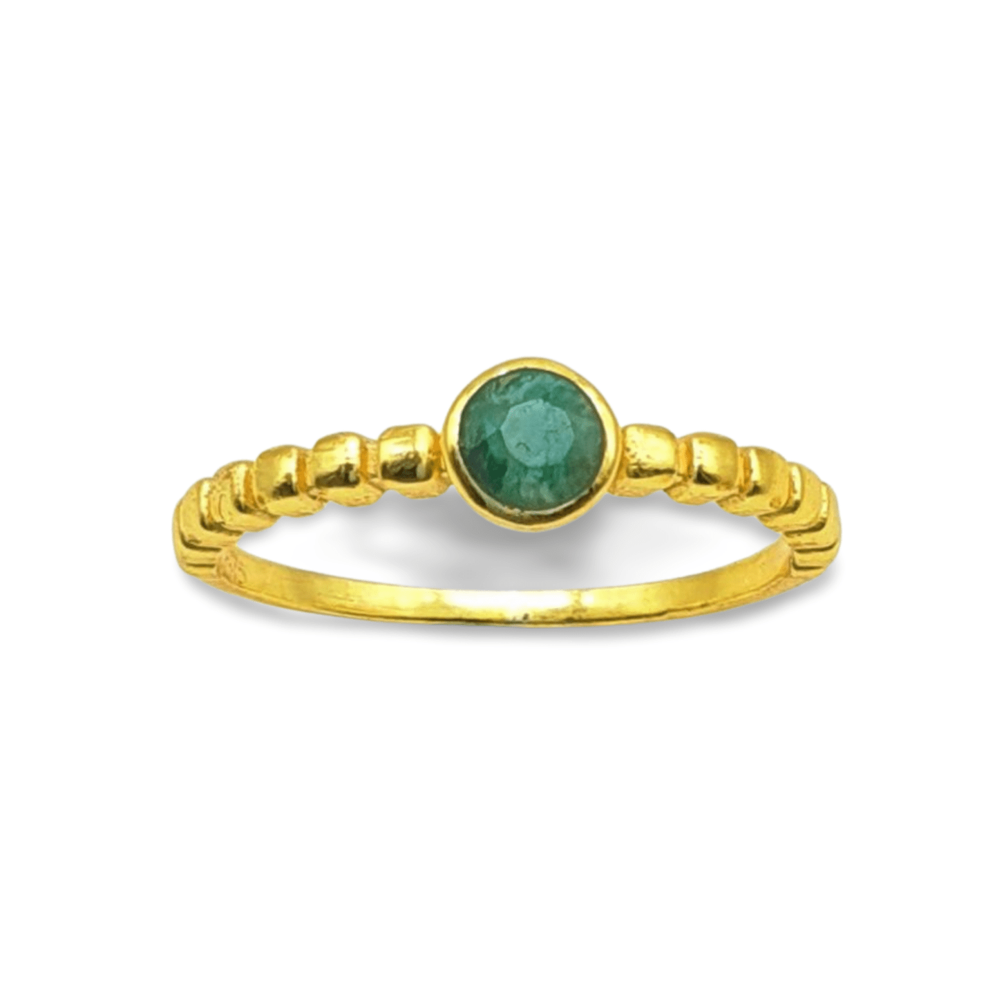 Anillo de plata dorada con esmeralda