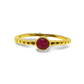 Anillo de plata dorada con rubi de jaipur