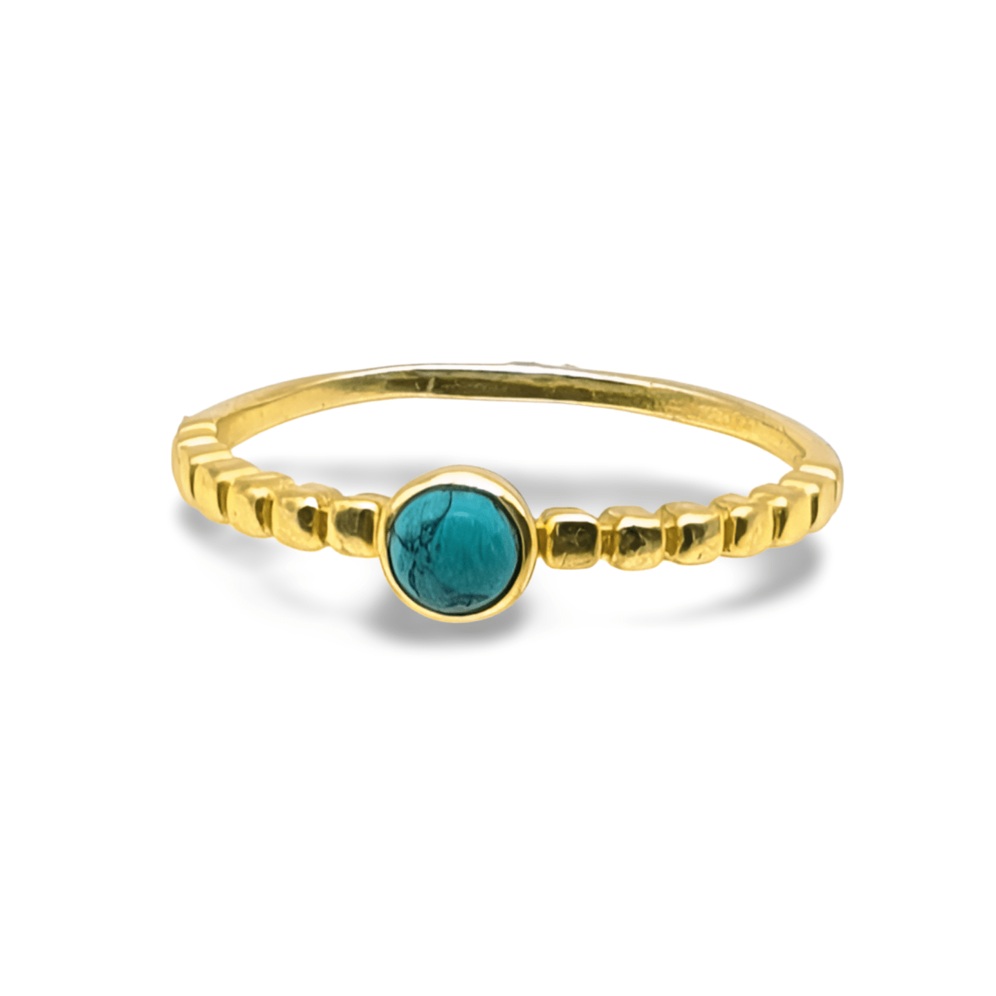 Anillo de plata dorada con turquesa