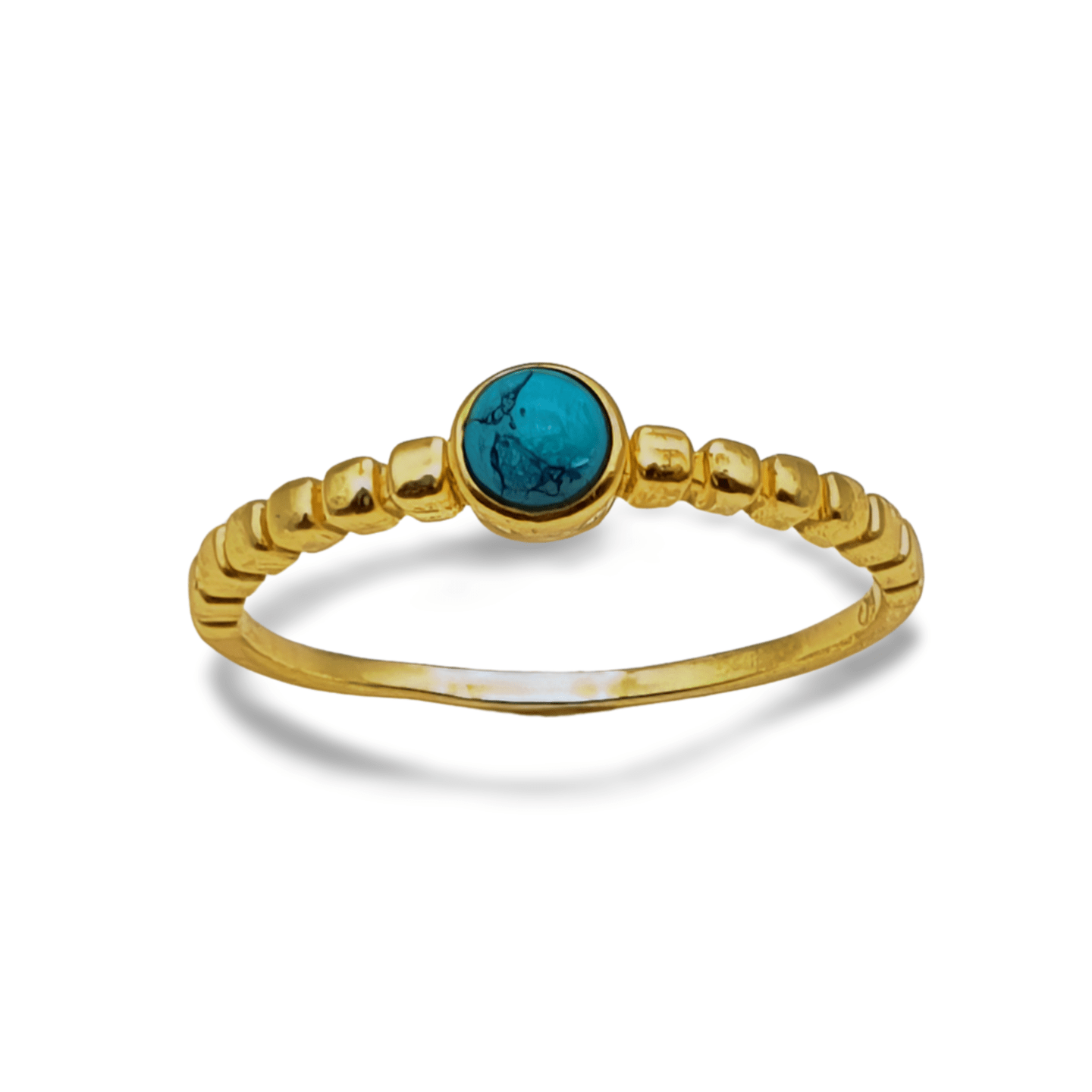 Anillo de plata dorada con turquesa