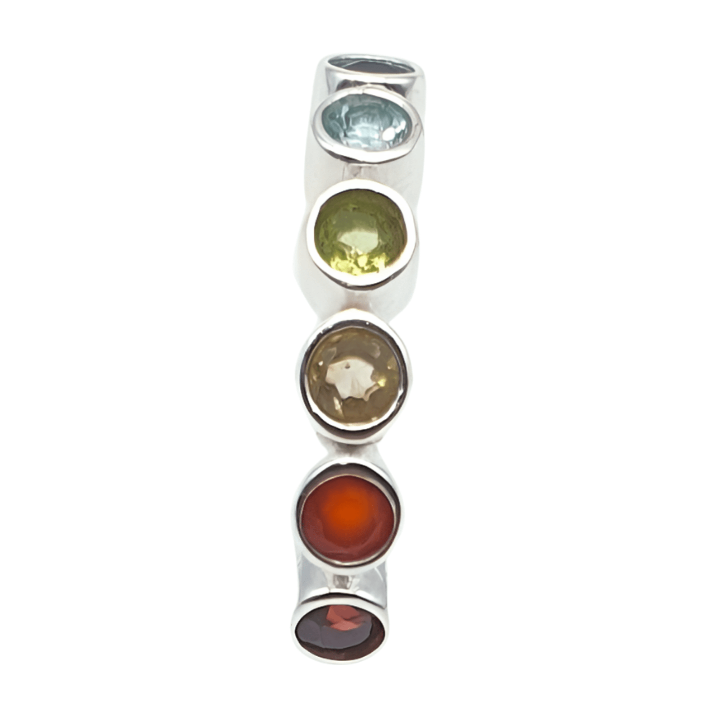 Anillo de plata con minerales 7 chakras