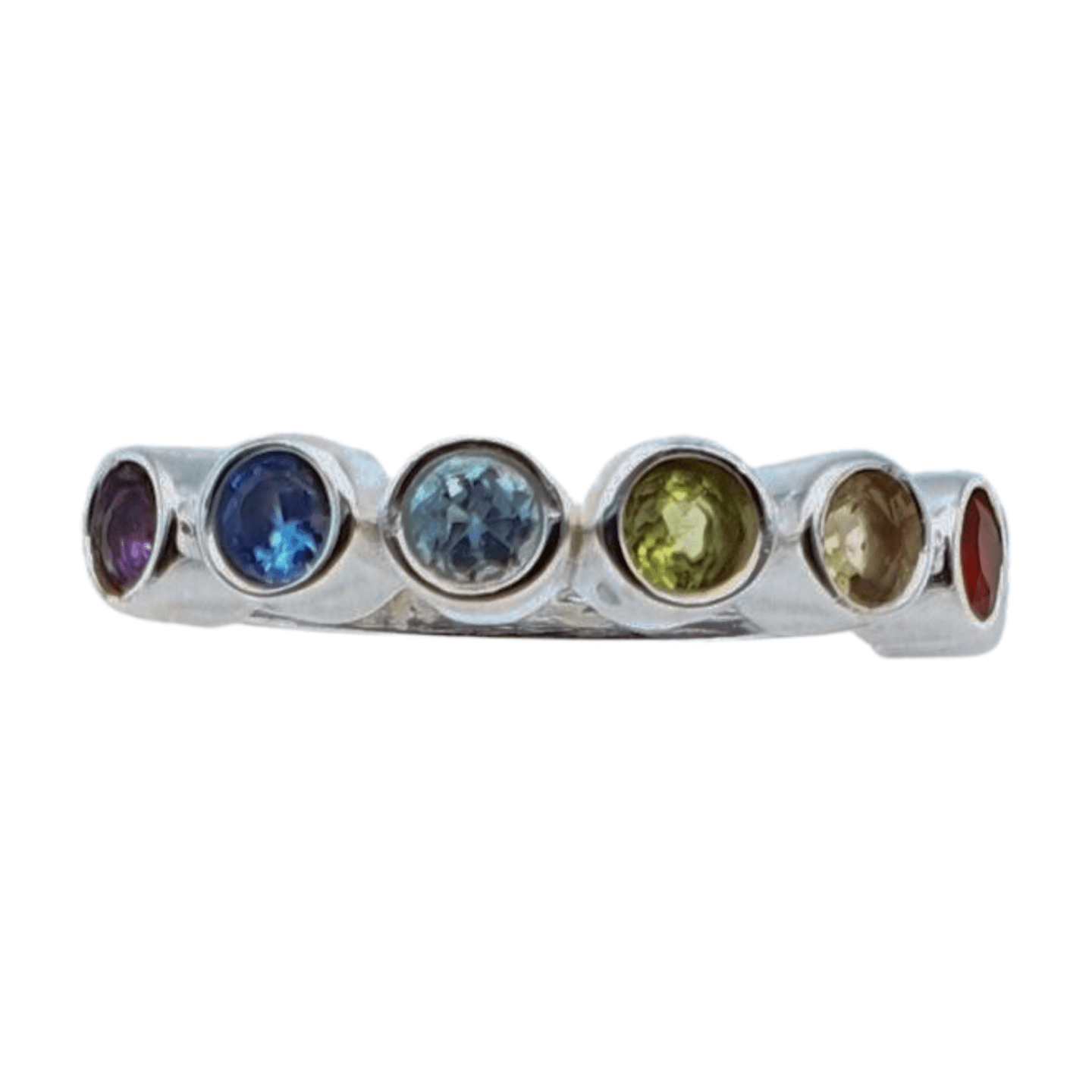 Anillo de plata con minerales 7 chakras