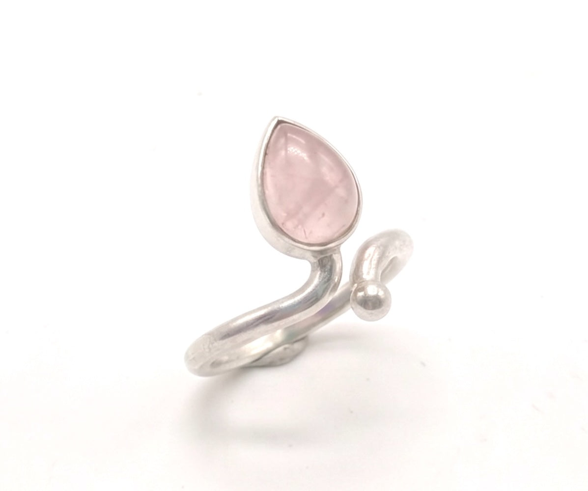 Anillo de Plata ajustable con cuarzo rosa