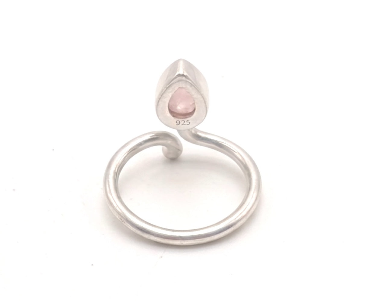 Anillo de Plata ajustable con cuarzo rosa