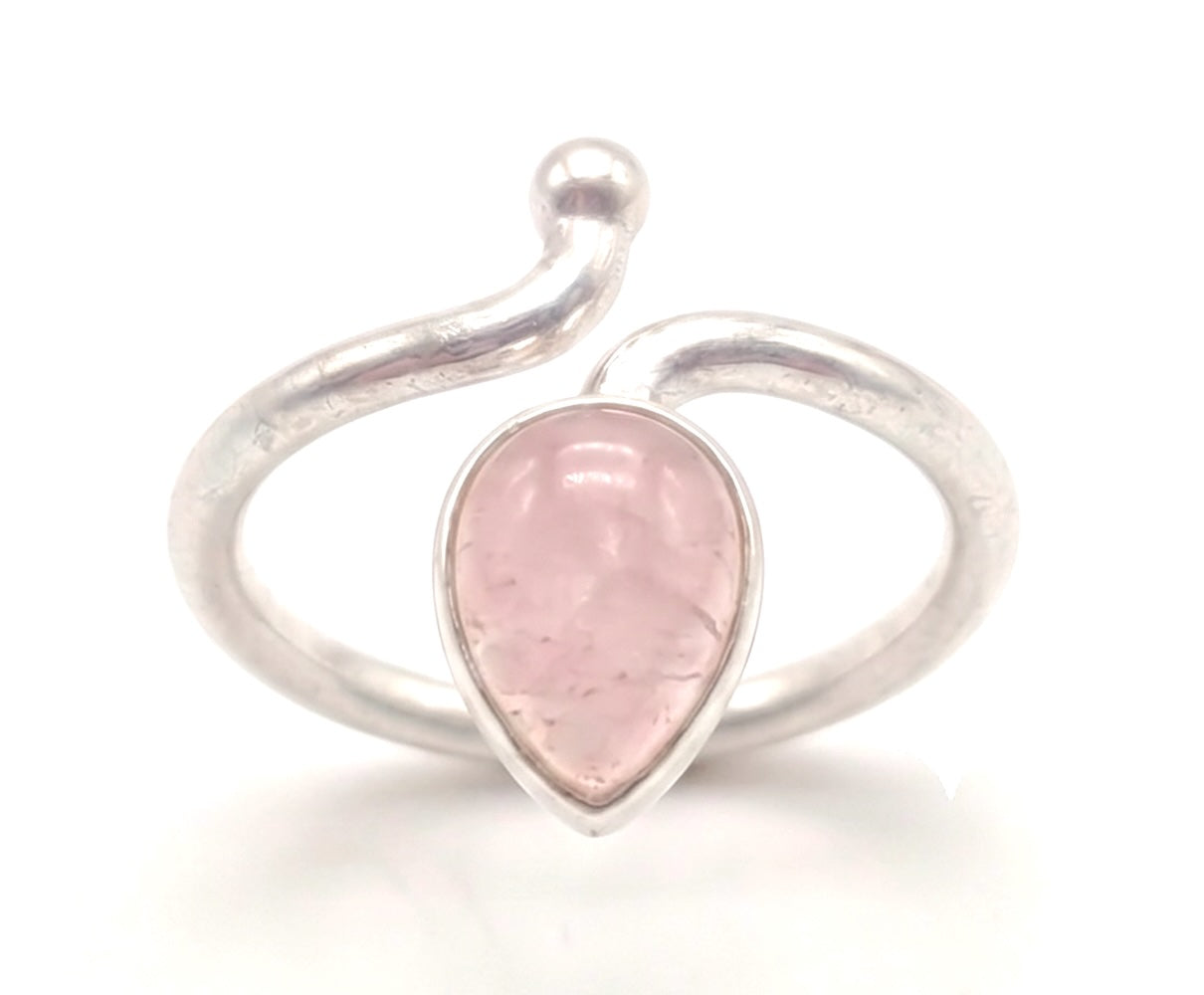 Anillo de Plata ajustable con cuarzo rosa