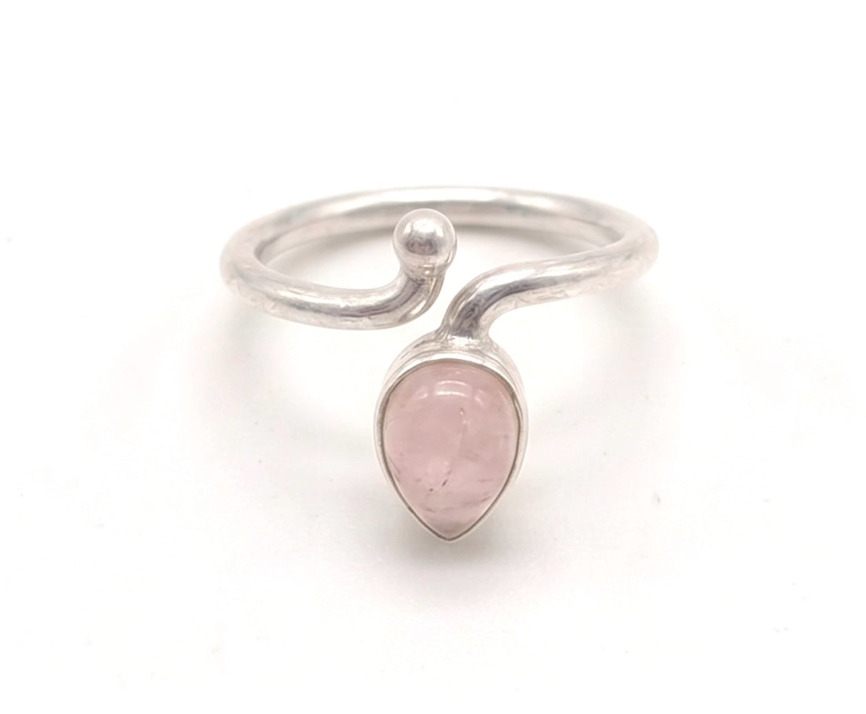 Anillo de Plata ajustable con cuarzo rosa