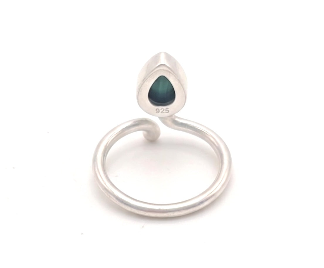 Anillo de Plata ajustable con malaquita
