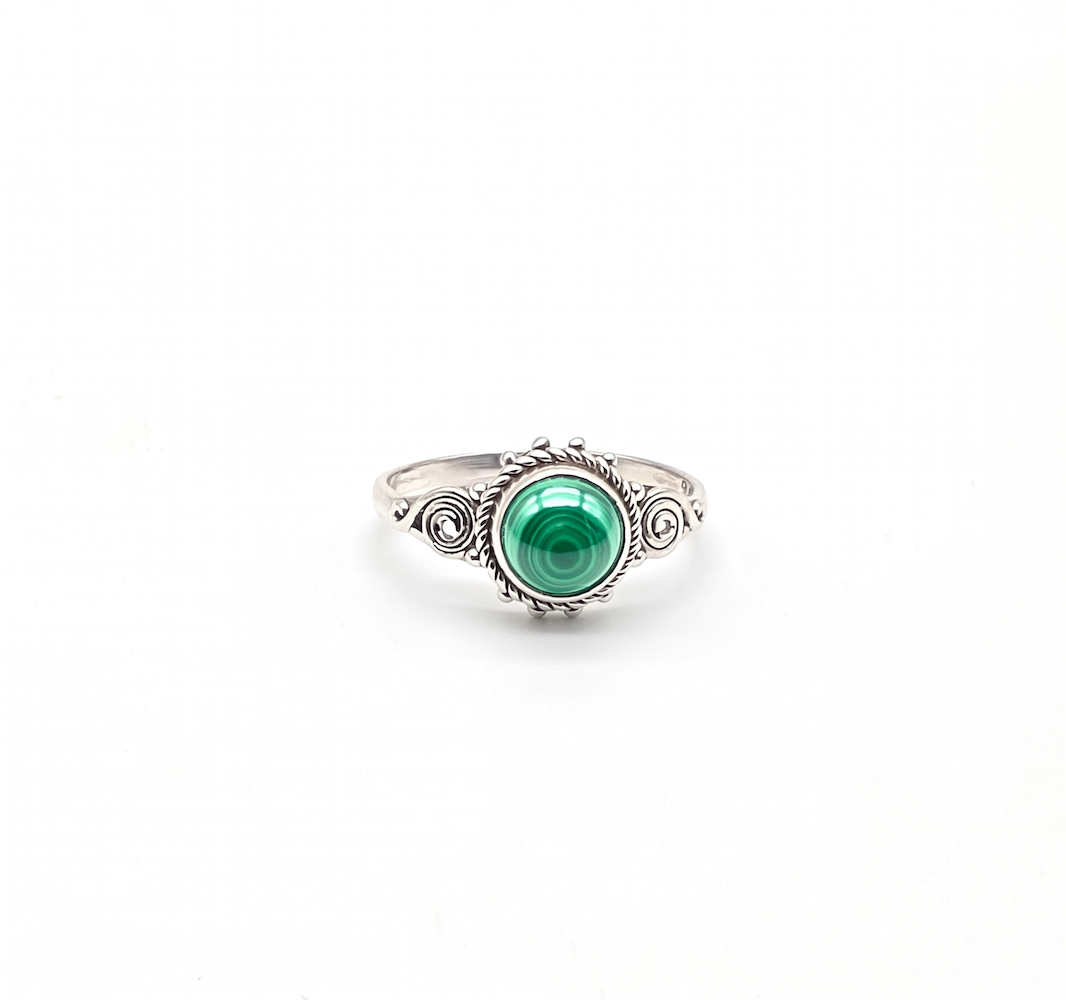 Anillo de Plata de la India con malaquita