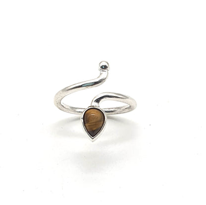Anillo de Plata ajustable con ojo de tigre