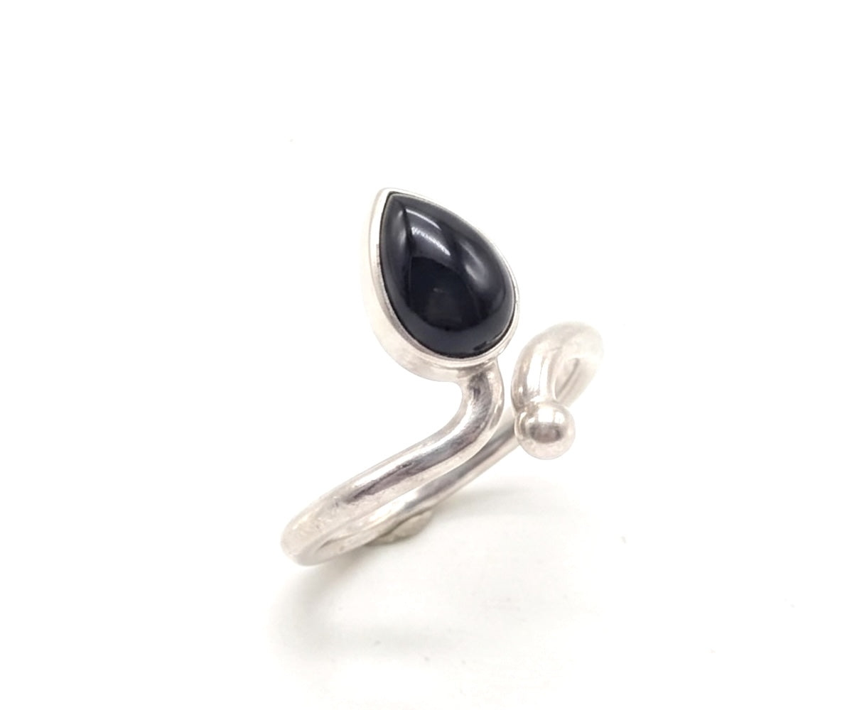 Anillo de Plata ajustable con ónix negro