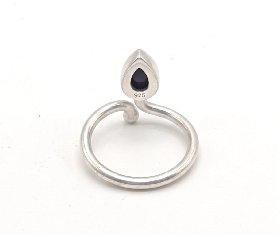 Anillo de Plata ajustable con ónix negro