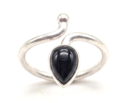 Anillo de Plata ajustable con ónix negro