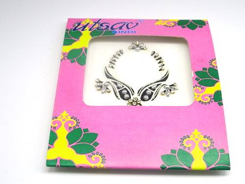 Bindis de la india de ombligo color plata y negro