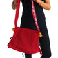 Bolso bandolera indio rojo con pompones
