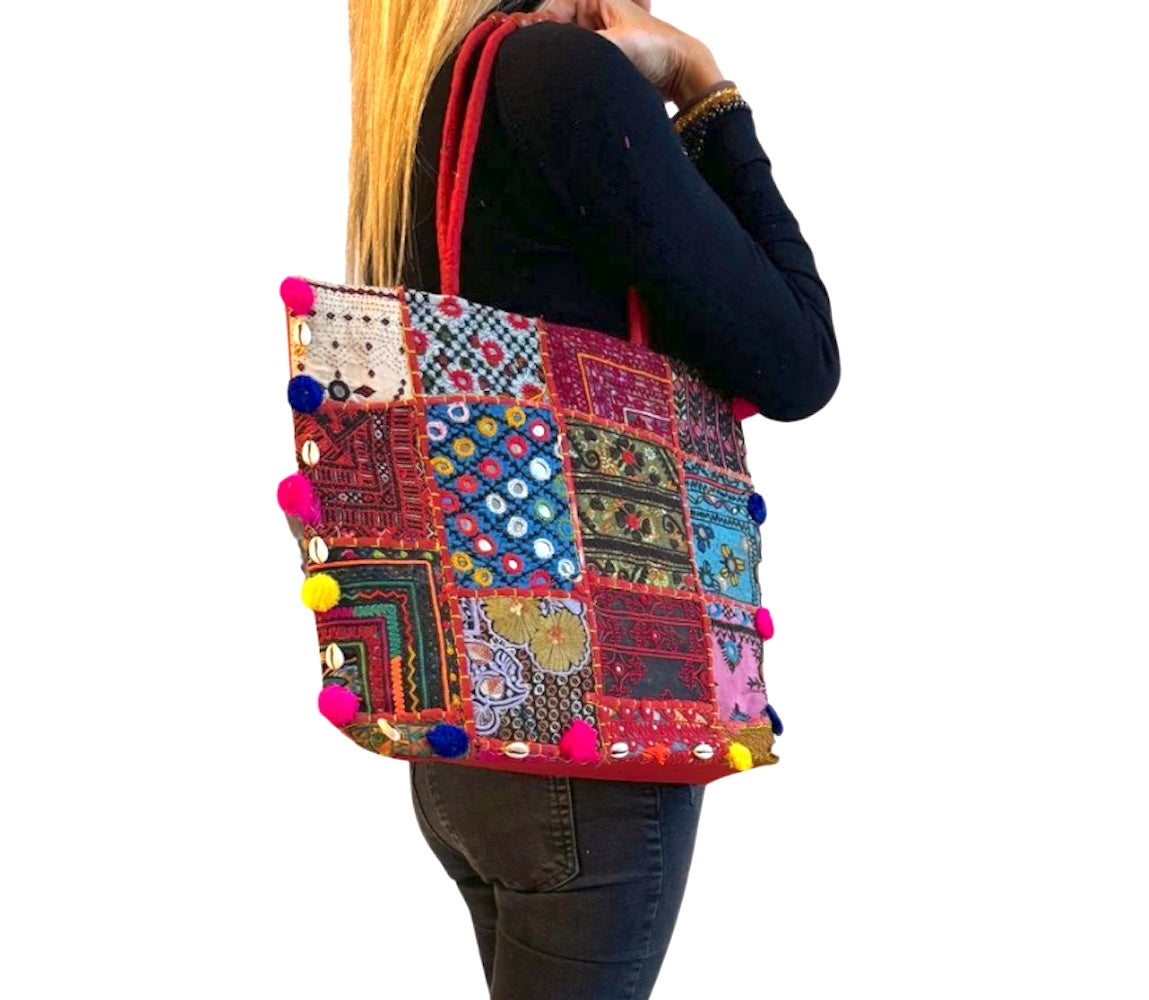 Bolso bohemio de cuadros colores