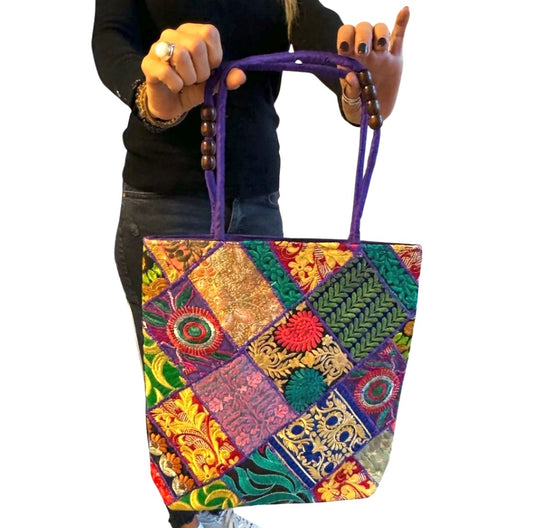 Bolso bohemio de cuadros de colores
