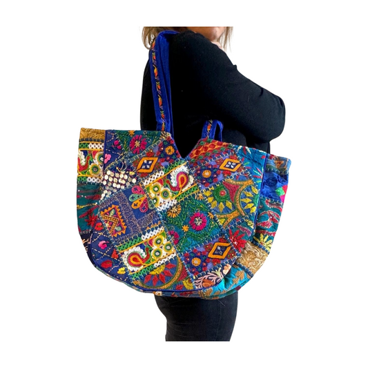 Bolso bohemio azul de colores