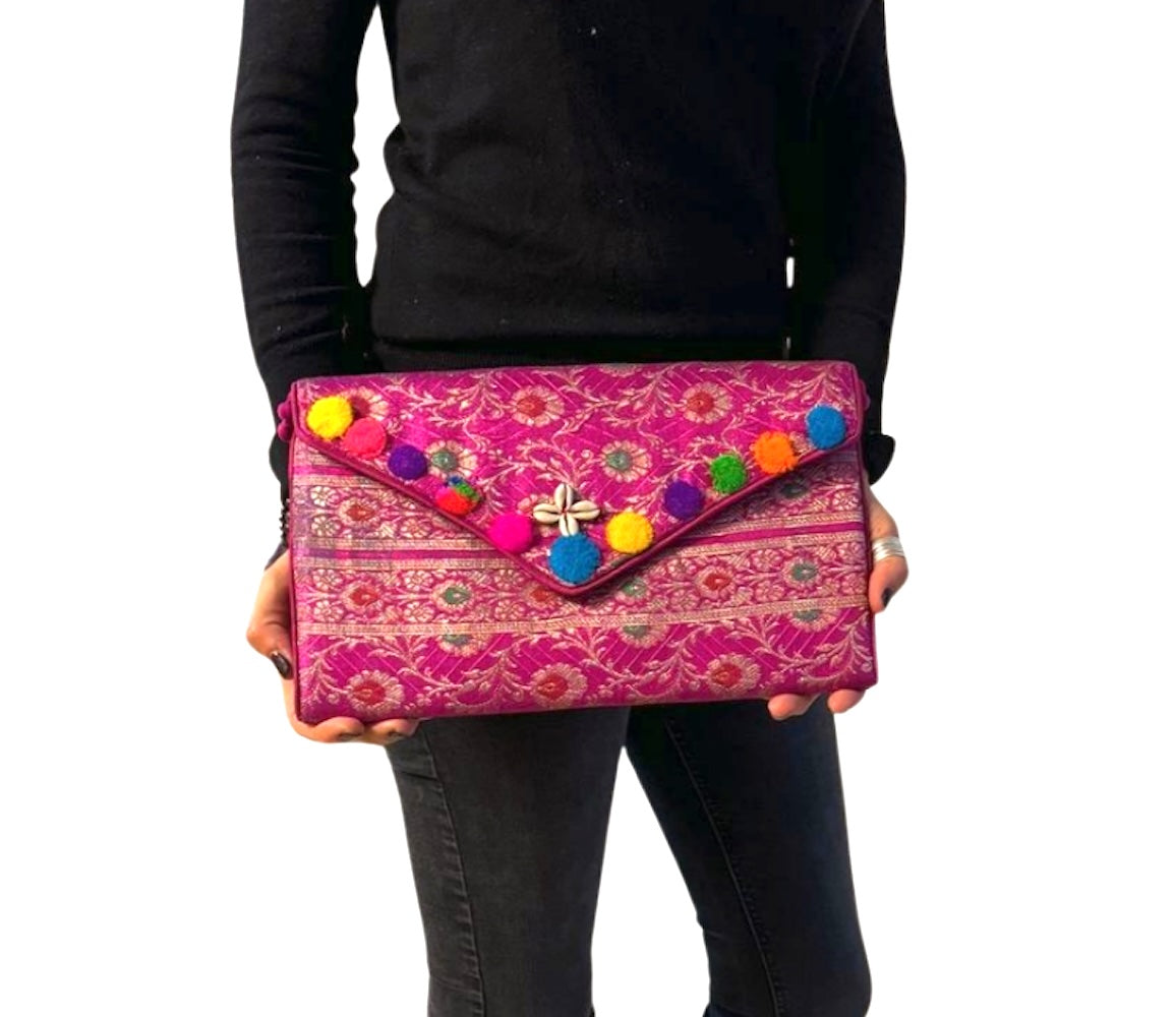 Bolso cartera de fiesta de seda