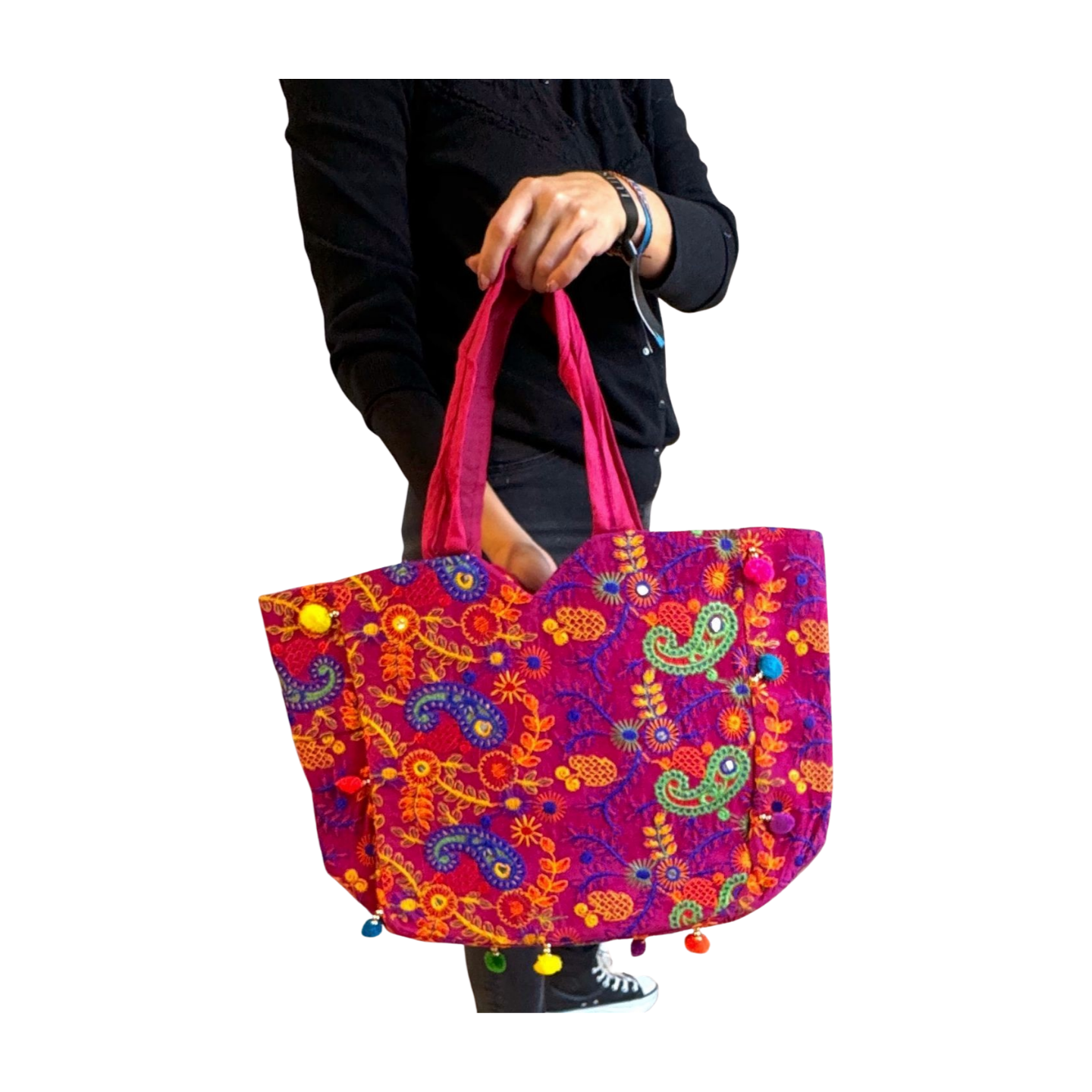 Bolso bohemio fucsia de colores