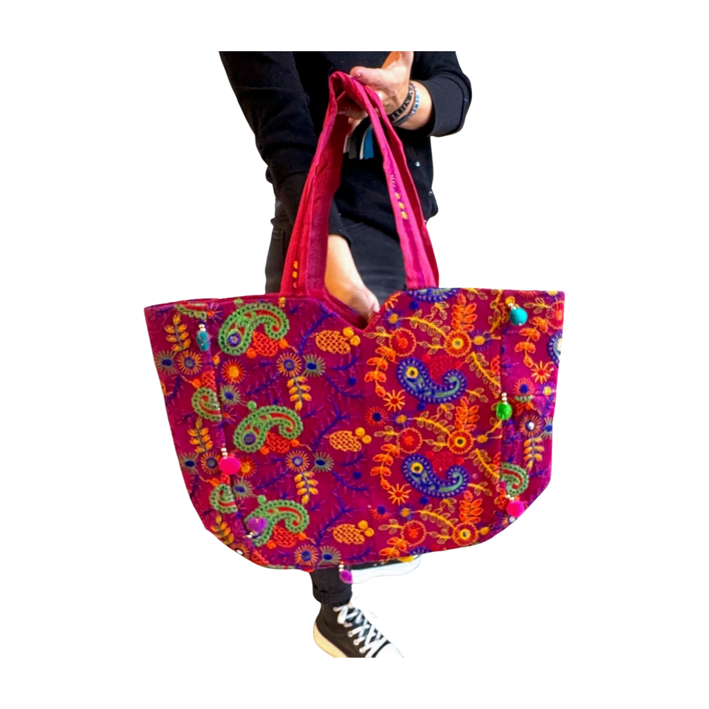 Bolso bohemio fucsia de colores