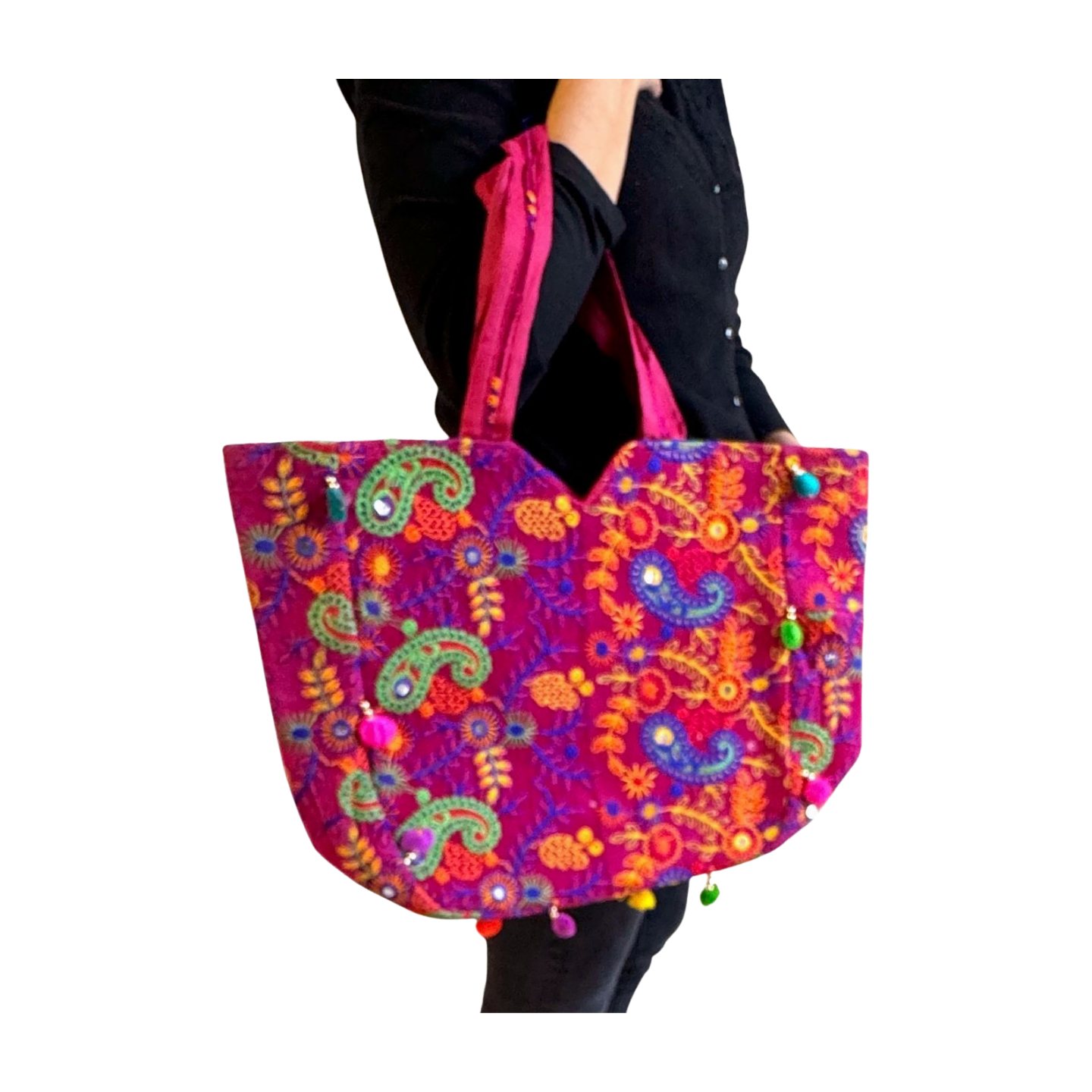 Bolso bohemio fucsia de colores