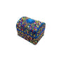 Caja india en forma de cofre azul con brillos