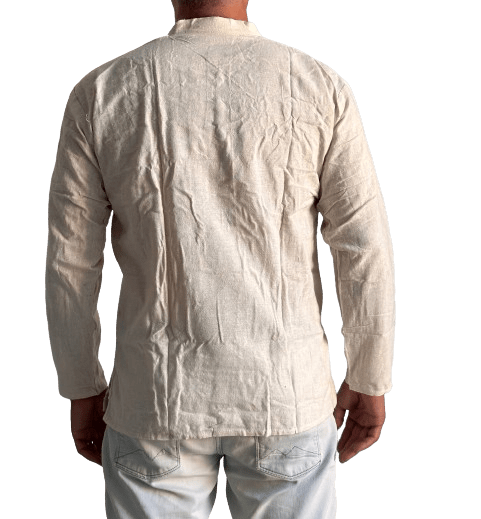 Camisa étnica india para hombre de algodón rústico