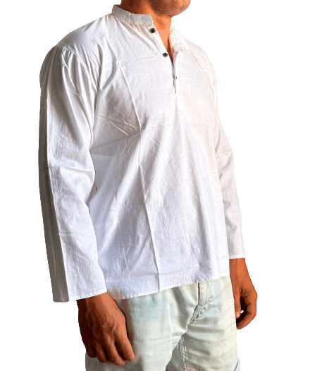 Camisa étnica india unisex de algodón con botones