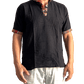Camisa étnica india para hombre manga corta- Negro