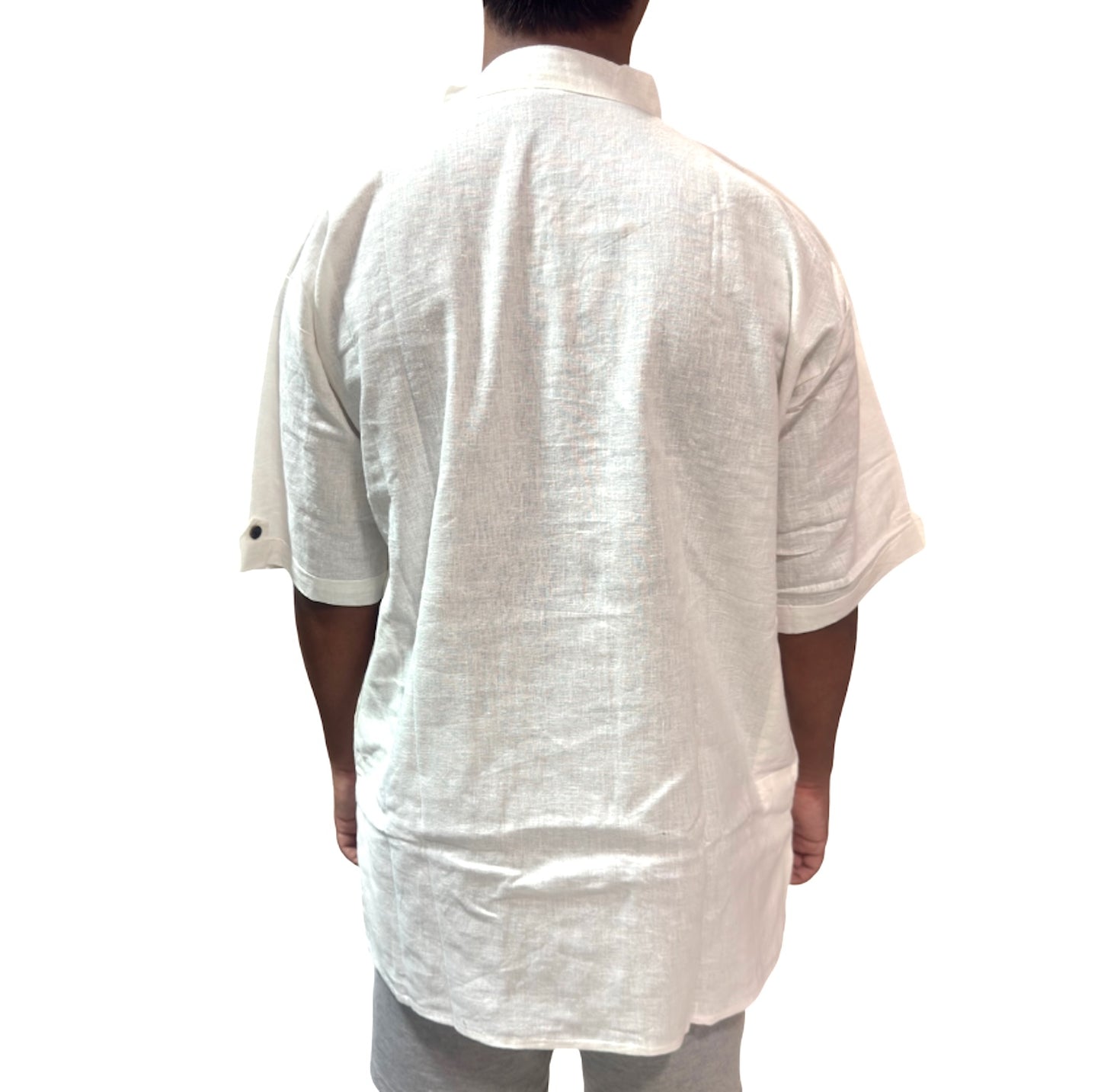 Camisa de Hombre color blanco de Algodón Cuello Mao