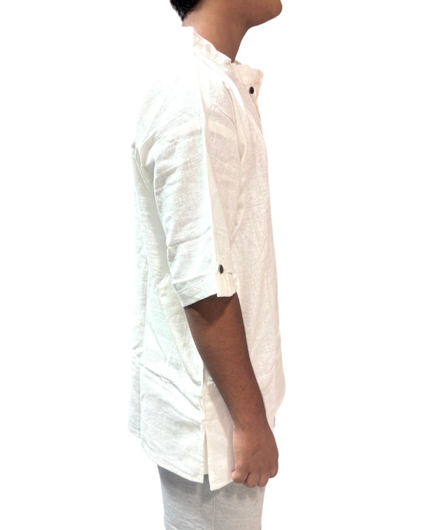 Camisa de Hombre color blanco de Algodón Cuello Mao