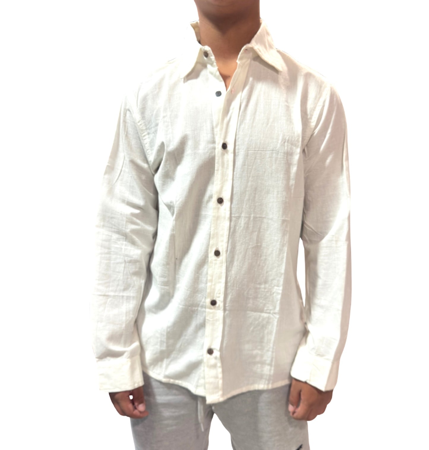 Camisa de Hombre de Algodón — Crudo