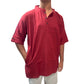 Camisa de Hombre color granate de Algodón Cuello Mao Rojo- Granate