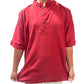 Camisa de Hombre color granate de Algodón Cuello Mao Rojo- Granate