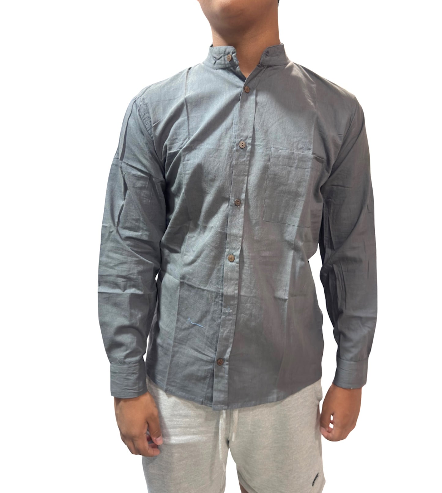 Camisa de Hombre de Algodón — Gris