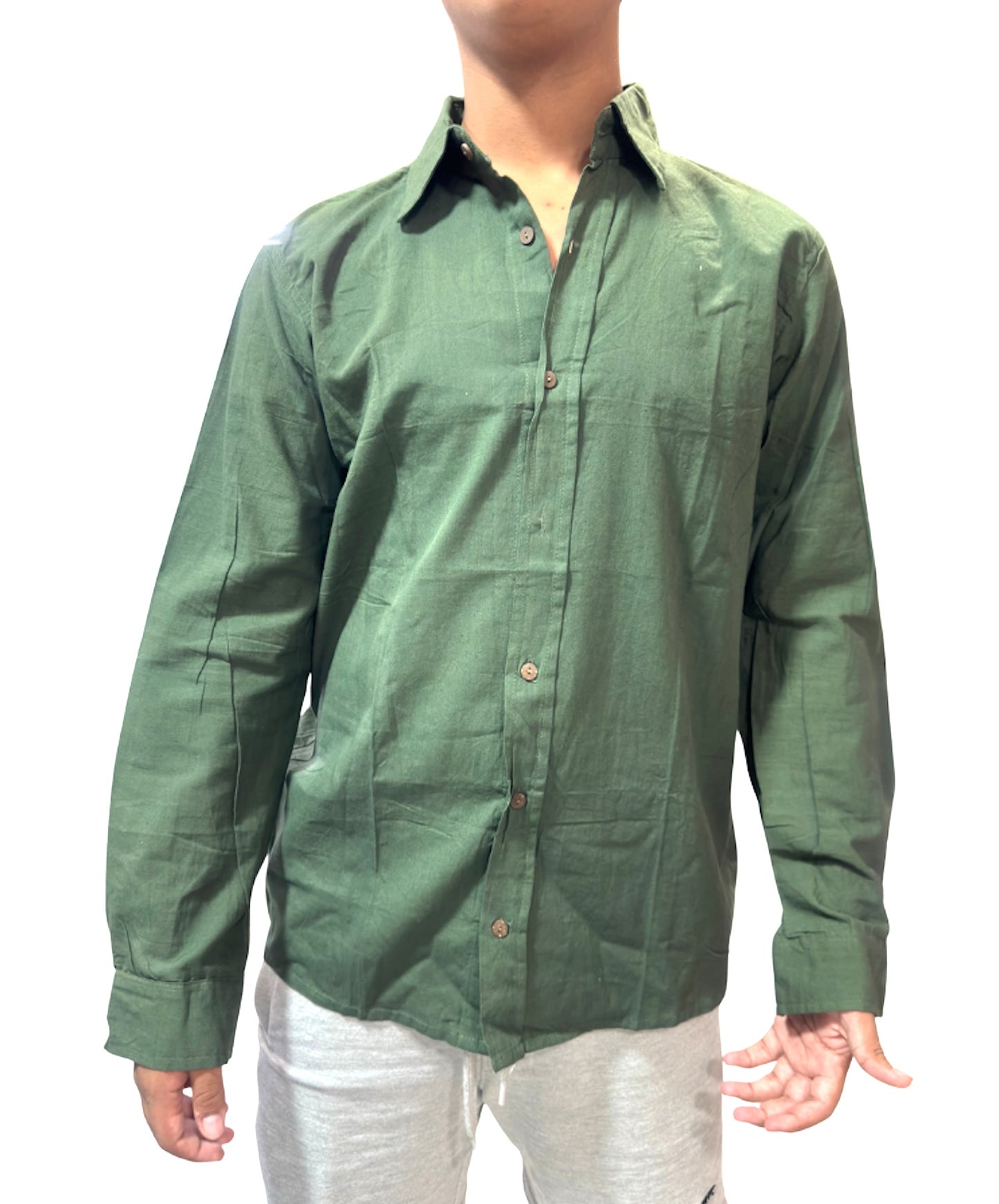 Camisa de Hombre de Algodón — Verde
