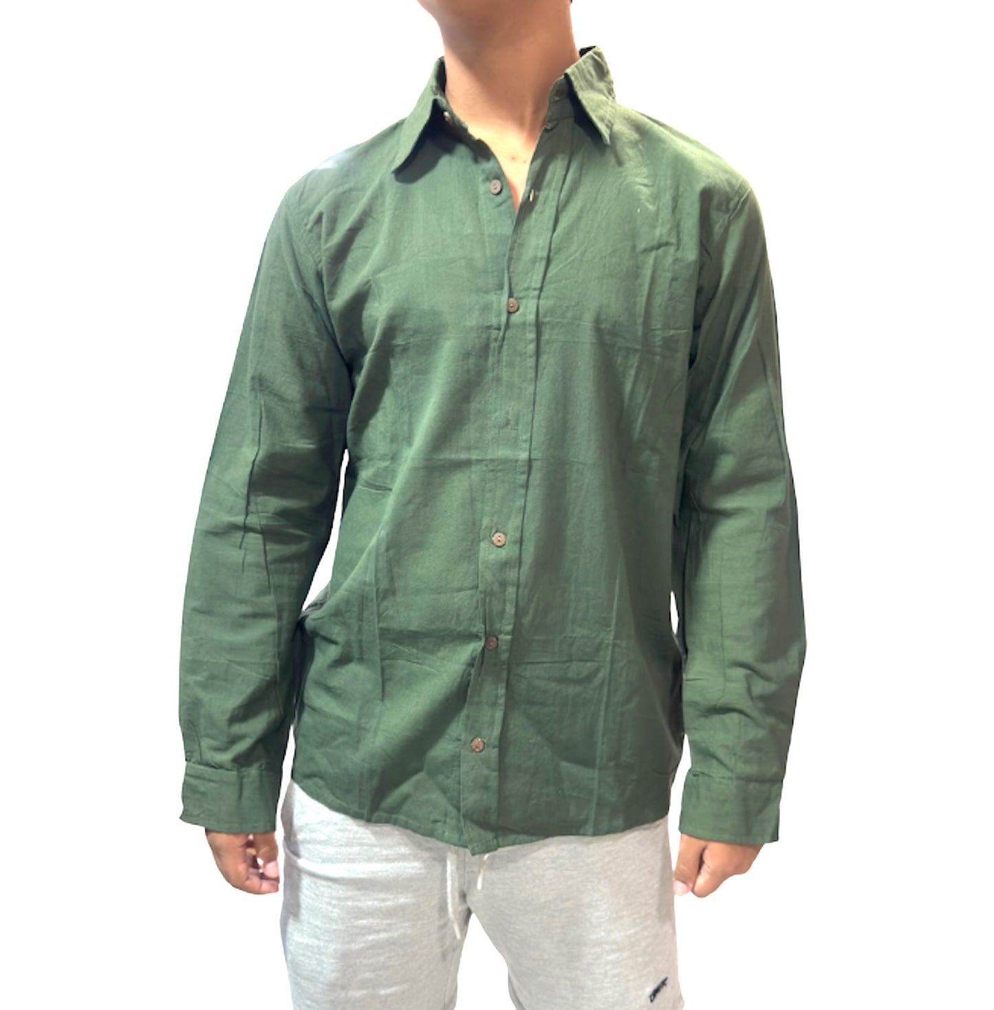 Camisa de Hombre de Algodón — Verde