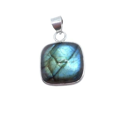 Colgante de plata cuadrado de labradorita