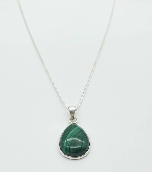Colgante de Plata con lágrima de malaquita