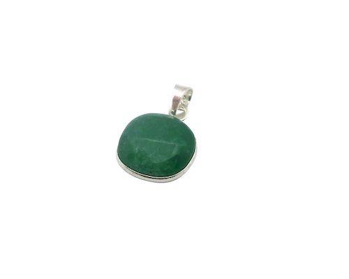 Colgante de plata cuadrado de esmeralda rectangular