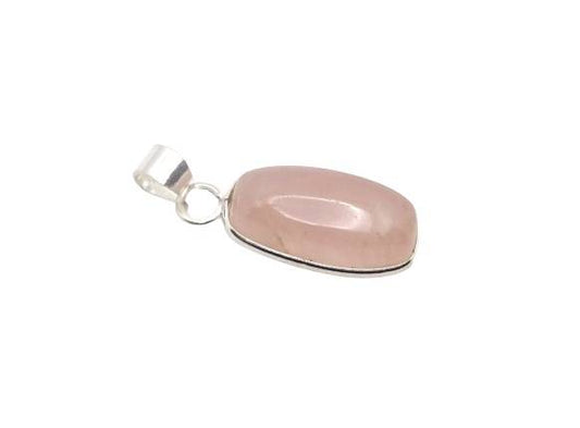 Colgante de plata de cuarzo rosa rectangular