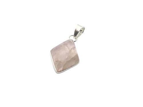 Colgante de plata rombo con cuarzo rosa
