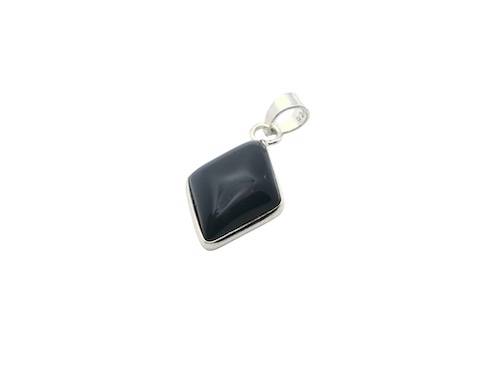 Colgante de plata de la India con rombo de onix negro
