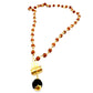 Collar de bisutería con rudraksha, cristal y tridente de Shiva