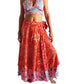 Conjunto seda india reversible top, falda y kimono