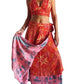 Conjunto seda india reversible top, falda y kimono