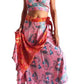 Conjunto seda india reversible top, falda y kimono