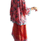 Conjunto seda india reversible top, falda y kimono