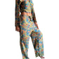 Conjunto de blusa y pantalón ancho de seda india