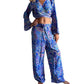 Conjunto de blusa y pantalón ancho de seda india